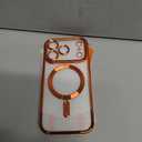 AmoraAqua Compatible with iPhone 17 Pro Max Case with 360° Spin Magnetic Ring Stand [Compatible with Mag-Safe] Camera Lens Protector Plating Clear Phone Case for iPhone 17 Pro Max 6.9", Orange