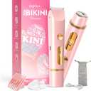 2025 Upgraded Bikini Trimmer for Women, Dual-Head Shaver with LCD Display, Ceramic-Blade Pubic Hair Trimmer, IPX7 Waterproof Wet & Dry Shower Shaver, Travel-Ready Gift Pouch (Light Pink)