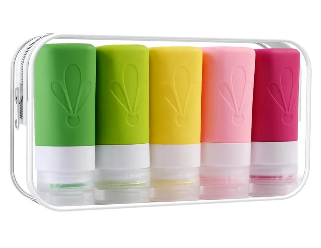 INSFIT Travel Bottles for Toiletries, TSA Approved 2oz Travel Size Containers, BPA Free Leak Proof Squeezable Silicone Tubes for Shampoo Conditioner Lotion Soap with Labels