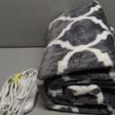 Homemate Heated Blanket Electric Throw - 50x60 Heating Blanket with 10 Fast Heat Levels 8 Hours Auto Off Soft Cozy Flannel Over-Heated Protection ETL Certification Keep Warming in Home (Grey Geometry)