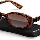 miyya Trendy Polarized Sunglasses Women, Oval Sunglasses for Woman Men, Retro Sun Glasses for Women 2025, UV Protection (Leopard/Beige)