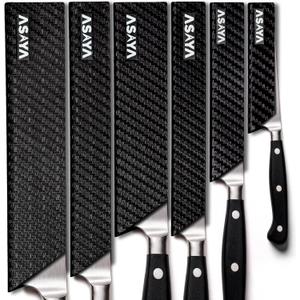Asaya Professional Knife Edge Guards -Universal Blade Covers - Extra Strength, ABS Plastic and BPA-Free Felt Lining, non-Toxic and Food Safe - Knives Not Included (6Pcs)