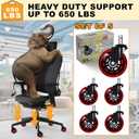 Office Chair Wheels for Casters Replacement - 3" Rubber Wheels for Computer Gaming Desk Caster Smooth & Safe Rolling for All Floors Including Hardwood and Carpet - Set of 5 - Red