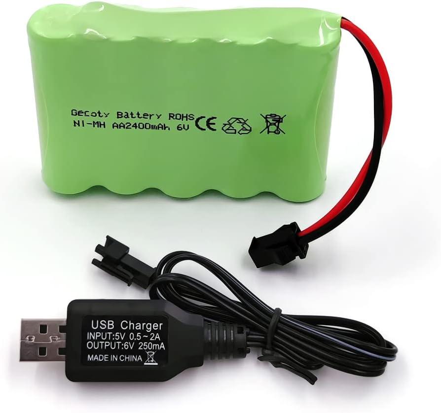 6V Battery Pack, 2400mAh Ninh Rechargeable AA Battery Pack, Come with Charge Cable, for RC Truck Cars Power Tools (SM Plug)