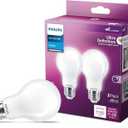 Philips LED 100W A19 2-Pack Ultra Definition Daylight (5000K) 1500 Lumen (11.5W = 100W) Dimmable Frosted Flicker-Free Light Bulbs