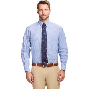 Izod Men's Dress Shirt Regular Fit Long Sleeve Wrinkle Free Stretch Button Down Collar (15"-15.5" Neck 34"-35" Sleeve, Sodalite Blue Check)