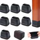 8PCS Felt Chair Leg Floor Protectors Rectangular Chair Leg Caps for Bed Chair Furniture Leg Protectors, Black Bar Stool Floor Protectors for Hardwood Floors, Fit Length 1.3"-1.7", Width 0.9"-1.2"