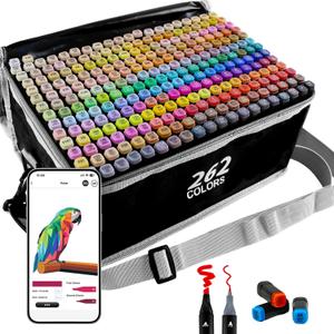 262 Colors Alcohol Markers with APP, Dual Tip Art Marker for Adults Coloring Books, Alcohol Ink Based Illustration Markers Set for Adult Artist Drawing Sketching Painting Lettering Cards