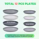12 Pcs Wheatstraw Fiber Dinner Plates best alternative for Plastic Plates Unbreakable Plate set wheatstraw Material Microwave And Dishwsher Safe Plates In 4 Grey Stone Colors., 10 inch