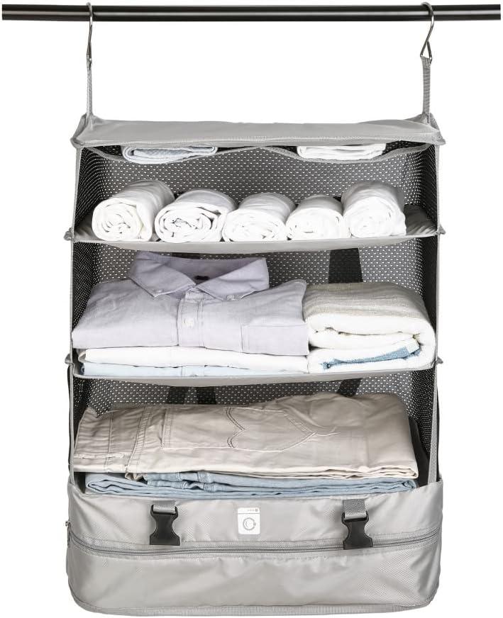 Hanging Luggage Organizers for Suitcase - Collapsible Packing Cubes with Shelves Made for Easy Traveling, Great Organization System, Carry-on Luggage Closet - Large