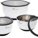 Tinlon Steel Mixing Bowls Set with Airtight Lids, Enamel Stainless Salad Bowls for Kitchen Space Saving Storage, Great for Cooking, Baking, Prepping, Size 1.5, 3, 5 QT
