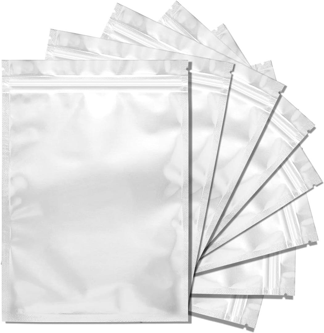 100 Pack Mylar Bags for Food Storage 6 x 9 Inch Resealable Smell Proof Bags Aluminum Foil Packaging Pouch Bag Silver