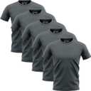 5 Pack Shirts for Men, Crew Neck T-Shirt Mens, US Cotton, Short Sleeve, Medium Gray