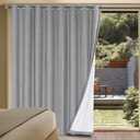 H.VERSAILTEX Linen Blackout Curtains Durable Thick Textured Linen Look 100% Blackout Patio Door Curtain Anti Rust Grommet Extra Wide Sliding Door Curtain Panel, W100 x L96 inch - Dove Gray