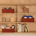MiniArk Large Shallow Organizing Baskets 15x11x5.1 Inches - Rope Woven Storage Bins for Bathroom, Shelves, Cube Closet, Red 2 Packs