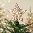 Christmas Decorations: Large Gingerbread Snowflake Star Christmas Tree Topper, Cute Frosty Gingerbread Biscuit Ornament for Xmas Mantel Fireplace Kitchen Home School Office Party Dcor