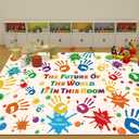 Colorful Kids Rug, Washable Rug for Kids, Handprints Area Rugs for Kid Bedroom, Non-Slip Play Mat Ultra Soft Thick Indoor Plush Rugs for Playroom Classroom Nursery Decor (9'2" X 6'7")