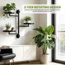 Brizphex Rotating Window Wall Mounted Plant Shelf, 3 Tier Indoor Corner Metal Wall Plant Holder With 360° Swivel Trays, Space Saving Hanging Planter Display Stand for Succulents Herbs