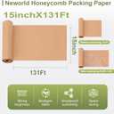 2 x Neworld Honeycomb Packing Paper,15" x 131' Eco Friendly Bubble Cushioning Wrap for Moving,Products & Gifts Wrapping Paper,Recyclable Cushioning Packing Material With 20 Fragile Sticker Labels