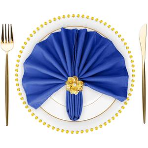 SuperO Set of 80 Cloth Napkins 17 x 17 Inch, Polyester Solid Washable Dinner Napkins with Hemmed Edges,Great for Restaurant, Wedding and Party(Royal Blue)