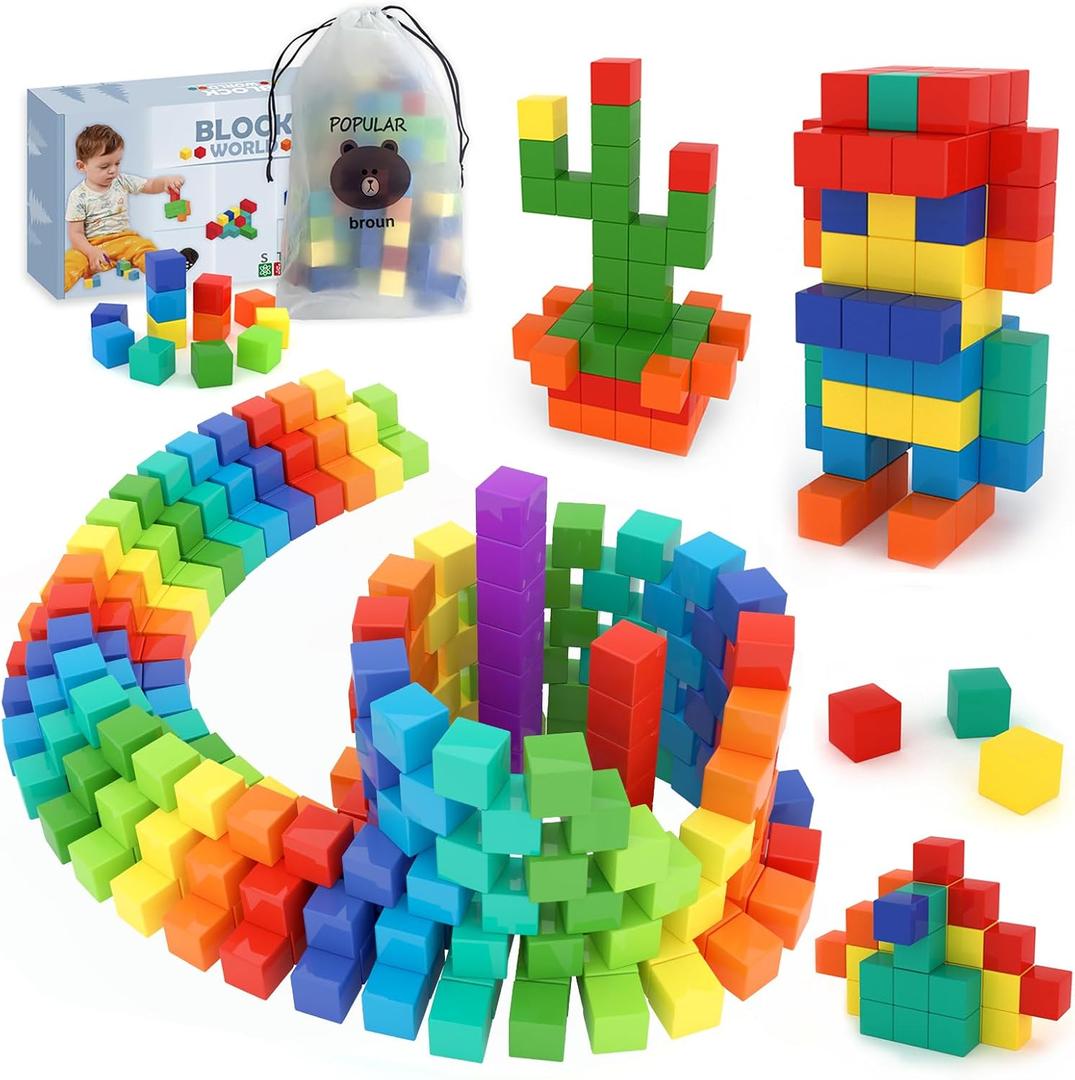 BananMelonBM 200 PCS Magnetic Blocks - Rainbow Magnetic Cubes Building Toys for Kids Ages 3-5 4-8, STEM Learning Preschool Educational Sensory Magnet Toys for Boys Girls