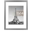 upsimples 11x14 Picture Frame, Display Pictures 8x10 with Mat or 11 x 14 Without, Wall Hanging Photo Frames, Metallic Gray, 1 Pack
