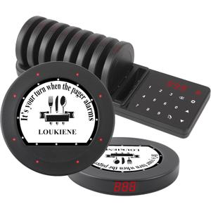 Restaurant Pager System, 10 Coaster Pagers, Wireless Beepers with Vibrate Flash Buzzer, Independent Quick Pairing Slot, for Food Truck Church Clinic Nursing Home Pub Bar