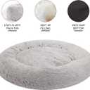 Bedfolks Calming Donut Dog Bed, 36 Inches Round Fluffy Dog Beds for Large Dogs, Anti-Anxiety Plush Dog Bed, Machine Washable Pet Bed (Light Grey, Large)