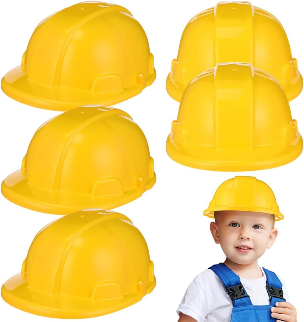 J ojofuny 5Pcs Kids Hard Hat | Construction Hard Hat for Age 0-2 | Sturdy Plastic and Drop-Resistant | Lightweight 49g/1.7oz | Head Size 18 x 16 x 9.5 cm | No Strap | Randomly Plus Stickers