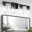 BesLowe 27" 4-Light Bathroom Light Fixture, Modern Black Bathroom Vanity Light, Bathroom Lighting Fixtures Over Mirror, Matte Black Wall Lamp, Wall Lights for Living Room Bedroom Hallway