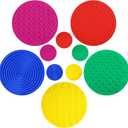 Lenwen 10 Pcs Sensory Mat Discs Sensory Stepping Circles Pads Textured Tactile Toys Stimulation for Calming Play and Early Learning Kids Matching Game Disorder Autistic Children ADHD(Classic Color)