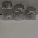 Style Setter Square Canister Set 3-Piece Glass Jars in 43, 64 and 75 ounces Chic Retro Design with Airtight Stainless Steel Lids for Cookies, Candy, Coffee, Flour, Sugar, Rice, Cereal Hammered