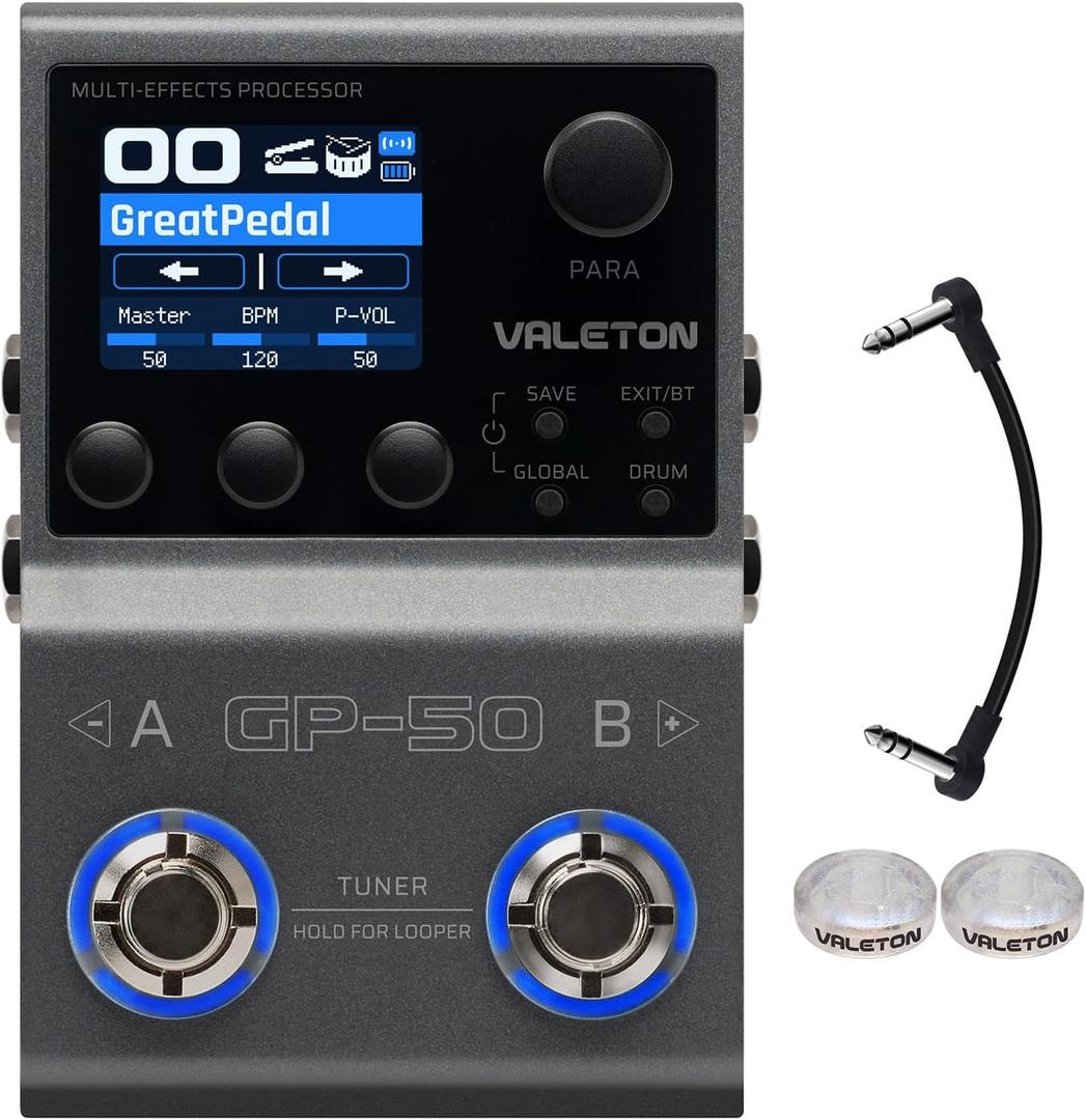 Valeton GP-50 Multi-Effects Processor | NAM & IR Loader with 100+ HD Effects, 9 Simultaneous Modules, BT App Control, 100 Patch Slots for Guitar/Bass