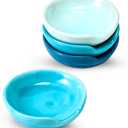 Boao 2.7 Inches Mini Ceramic Spoon Rests, Gold Rim Kitchen Spoon Rests, Mini Cooking Spoon Holder for Stove Top Countertop, Teaspoon Rest, Coffee Stir Spoon Rest (Blue, 4 Pieces)