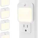 Plug-in Night Light with Motion Sensor, Dusk-to-Dawn Light Sensor, Stepless Dimming LED Night Lights for Bedroom, Hallway, Bathroom, Kids Room, Energy Efficient, 4-Pack