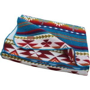 Alpaca Wool Blanket  Reversible 2 in 1, Thick and Ultra Soft, Hypoallergenic, Non-Itchy  Cozy Blanket for Sofa, Bed, and Home Dcor.Turquoise Geometric, Throw Size
