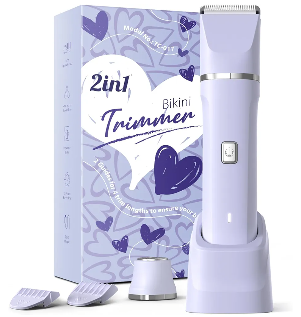 Electric Razors for Women - IPX7 Waterproof, Painless, Portable Bikini Trimmer Shaver, Body & Pubic Hair Removal Machine, Womens Lady Shaving Trimmers for Legs, Private Area - Purple