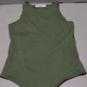 REORIA Women's Summer Sexy Casual V Neck Double Lined Seamless Sleeveless Slimming One Piece Leotards Going Out Trendy Tank Top Tees Thong Bodysuits Grey Green Small