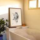 Framed Funny Frog Bathroom Wall Art, Whimsical Frog on Toilet Reading Newspaper Paintings Wall Decor, Humor Animal Pictures Canvas Prints Retro Home Decor for Restroom 12x16 inch