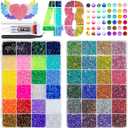 Qiipii 48 Color 3mm Jelly AB & Crystal Colorful Resin Rhinestones for Bedazzling Crafting SS10 Flatback Stones Gems Diamonds Charms for Nails Eyes Face Makeup Beauty Tumblers Bottles DIY Crafts Shoes