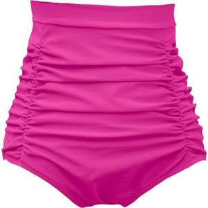 COCOPEAR Women's Ruched High Waisted Bikini Bottom Retro Vintage Swim Short Tankinis, L