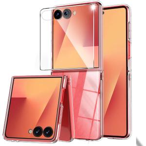for Samsung Galaxy Z Flip 7 Case Clear with Built-in Front Screen Protector Galaxy Flip Z7 Cover Anti-Yellowing Hard Pc Shockproof Phone Case for Samsung Z Flip 7 5G,Crystal Clear