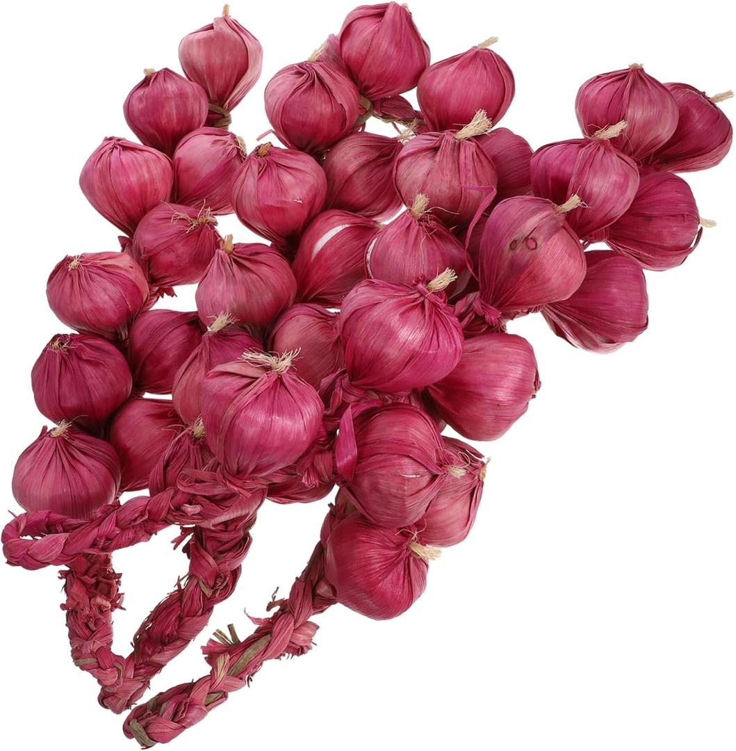 4pcs Simulated Garlic String Lifelike Hanging Garlic Strings for Home Supermarket Photography Props Material for Decorations