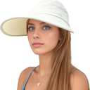 Lanzom Sun Visor Hats for Men Women Lightweight Packable Cooling Stretchy Visor Hat Beach Sun Hat for Running, Tennis, Golf (One Size, Beige)