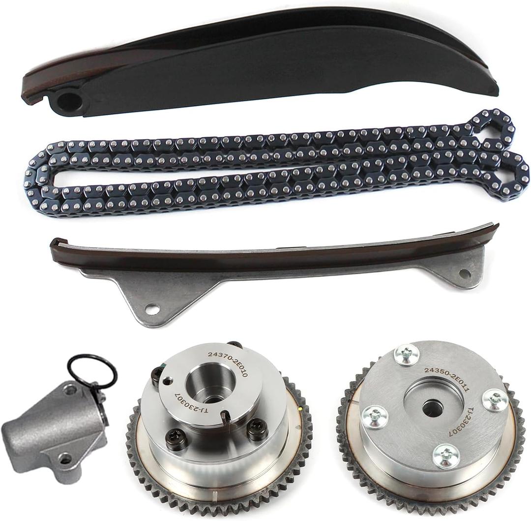 DAYSYORE Timing Chain Kit Intake & Exhaust VVT Gear Fits for Kia Soul Forte Cerato Forte5 Sportage for Tucson Kona 2.0L Replace OE 243212E010 243702E010 243502E011