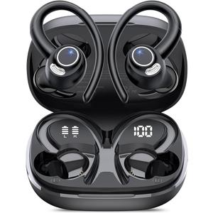 Wireless Earbuds, Bluetooth 5.4 Headphones Sport, Over Ear Buds With ENC Noise Cancelling Mic, 48H, Wireless Earphone With Earhooks, Stereo Deep Bass, IP7 Waterproof ear bud for Workout Running, Black