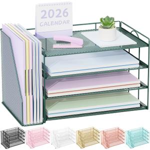 Spacrea Paper Organizer, Desk Organizers and Accessories for Desk with File organizer, Desk Accessories & Workspace Organizers for Catalog & Reference Racks (Dark Green)