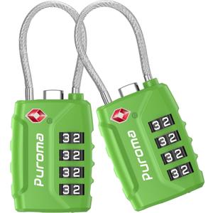 Puroma 2 Pack TSA Approved Luggage Locks, 4 Digit Combination Travel Locks Resettable Code Lock with Zinc Alloy Body for Suitcase, Toolbox, Backpack, Bag, Gym Locker (Basic Green)