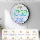 12" Large Digital Wall Mount Clock, Count Down Timer, Alarm, Big LED, 12 RGB Color, Temperature for Living Room Classroom Desk, Xmas, Birthday Gift for Senior Mom (Fabric Elements)