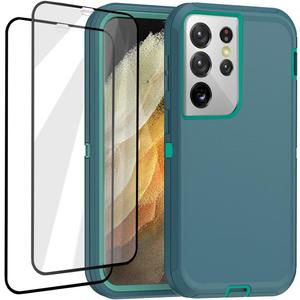 AICase for Galaxy S21 Ultra Case with Screen Protector, Heavy Duty Drop Protection Full Body Rugged Shockproof/Dustproof 3-Layer Military Grade Tough Durable Phone Cover for Samsung Galaxy S21 Ultra (Blue/turquoise)